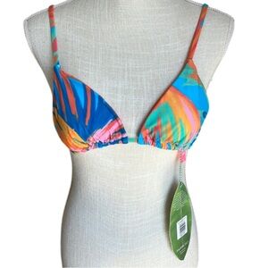 FARM RIO NWT PAINTED BIRDS BLUE TIE SIDE BIKINI TOP - NWT - M